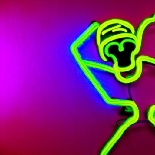 neon skeleton doing a dab