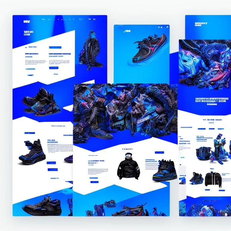 Homepage Website layout for a streetwear brand, Neon Blue and Black, Neobrutalism, UX, UI