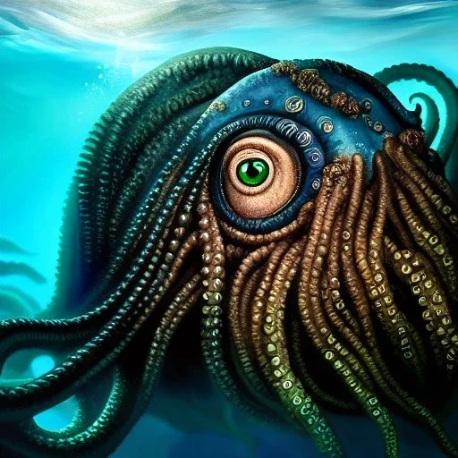 ultra detailed fullbody portrait of Kraken underwater, extremely detailed digital painting, intrincate, extremely detailed face,crystal clear Big eyes, in the style of rafael sanzio, mystical colors , perfectly centered image, perfect composition, rim light, beautiful lighting, 8k, stunning scene, raytracing