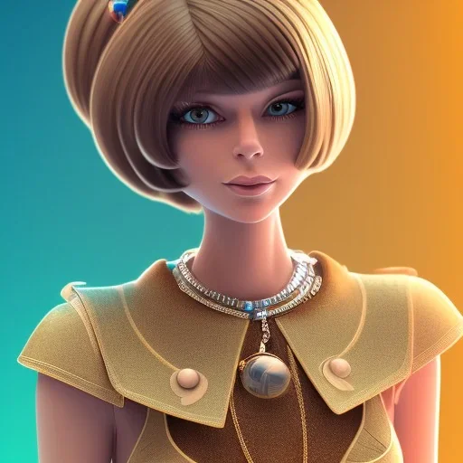 anna wintour with dark brown hair in a ponytail, blue eyes, happy, lego, steampunk