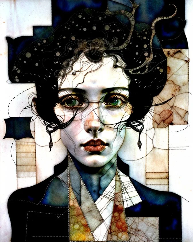 Weathering the storm, stone texture patchwork, watercolor and ink, intricate, elegant, Egon Schiele, Annigoni, Catrin Welz-Stein, debeh