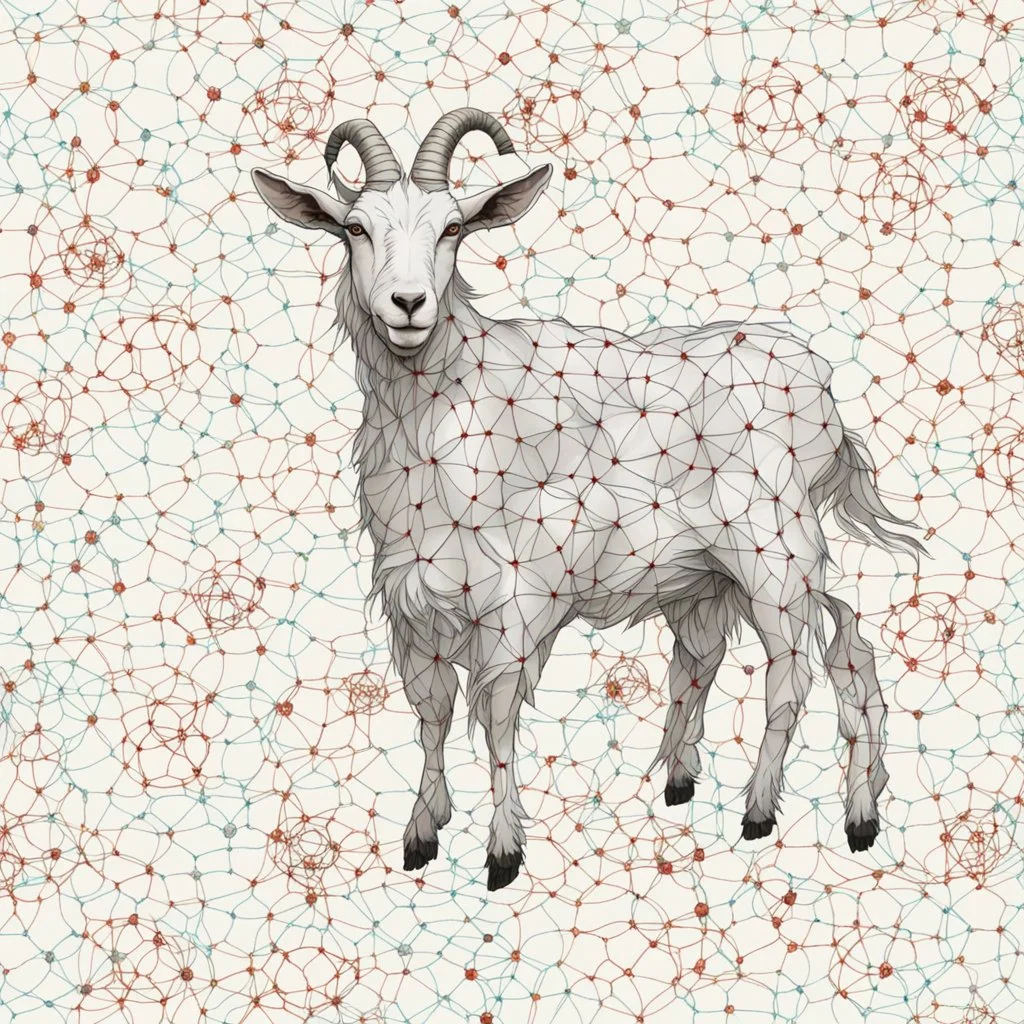 dancing atoms on a goat by artist "Higgs Boson",by artist "bubblewrap"