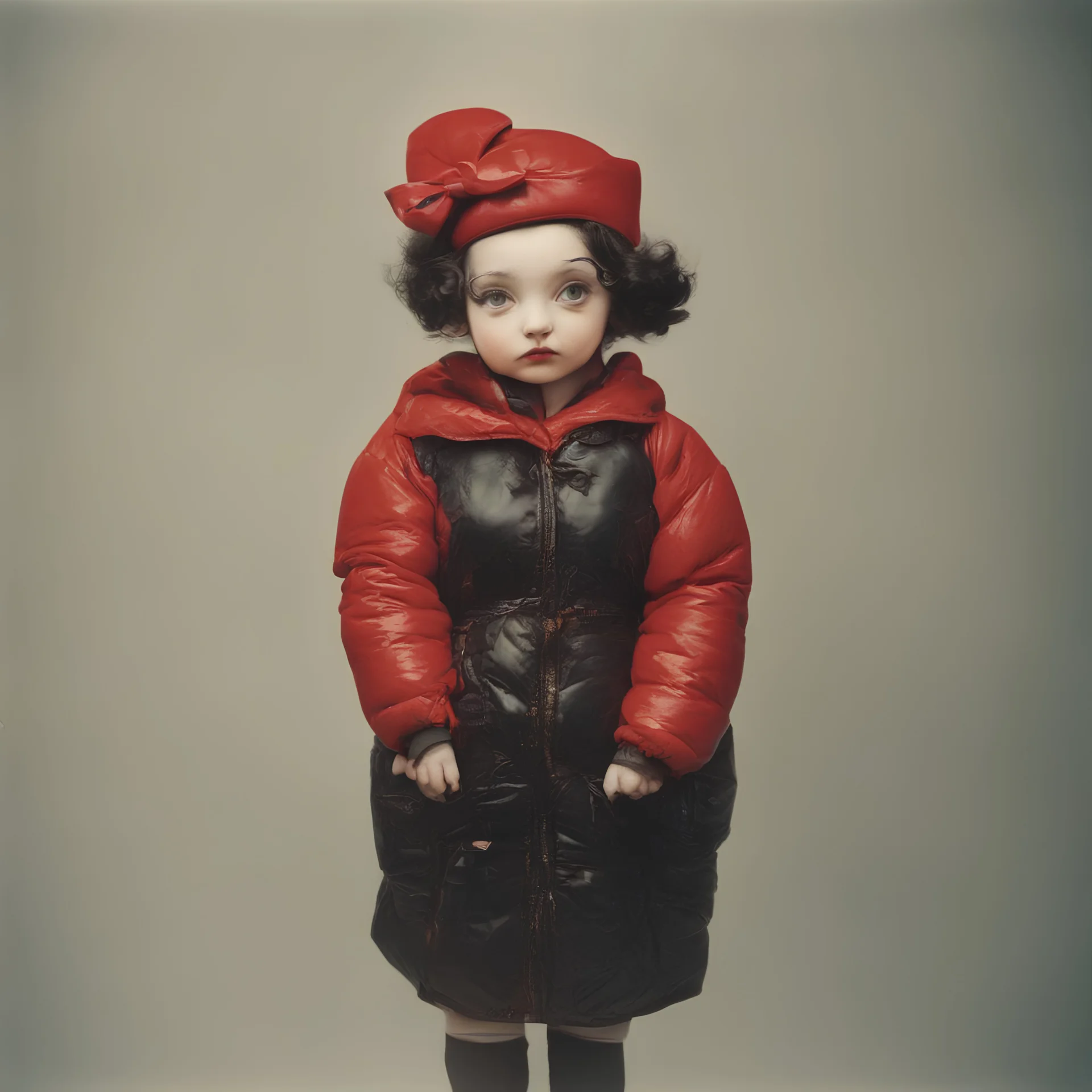 Betty boop, red, autochrome, plastic puffy jacket