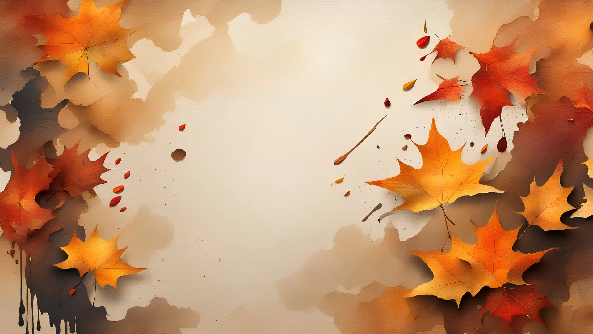 background old torn paper, autumn, oil painting, paint strokes, paint drips, 8K, rain, wind