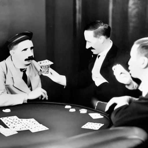 Chaplin play poker with Hitler