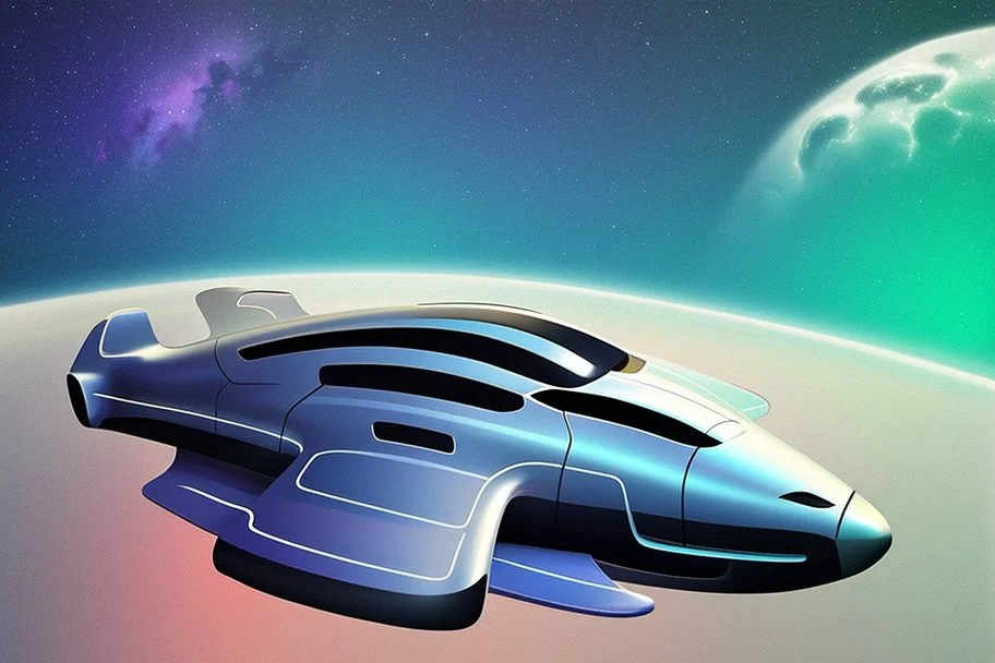 cool design of a small spaceship cruising through the gAlaxy