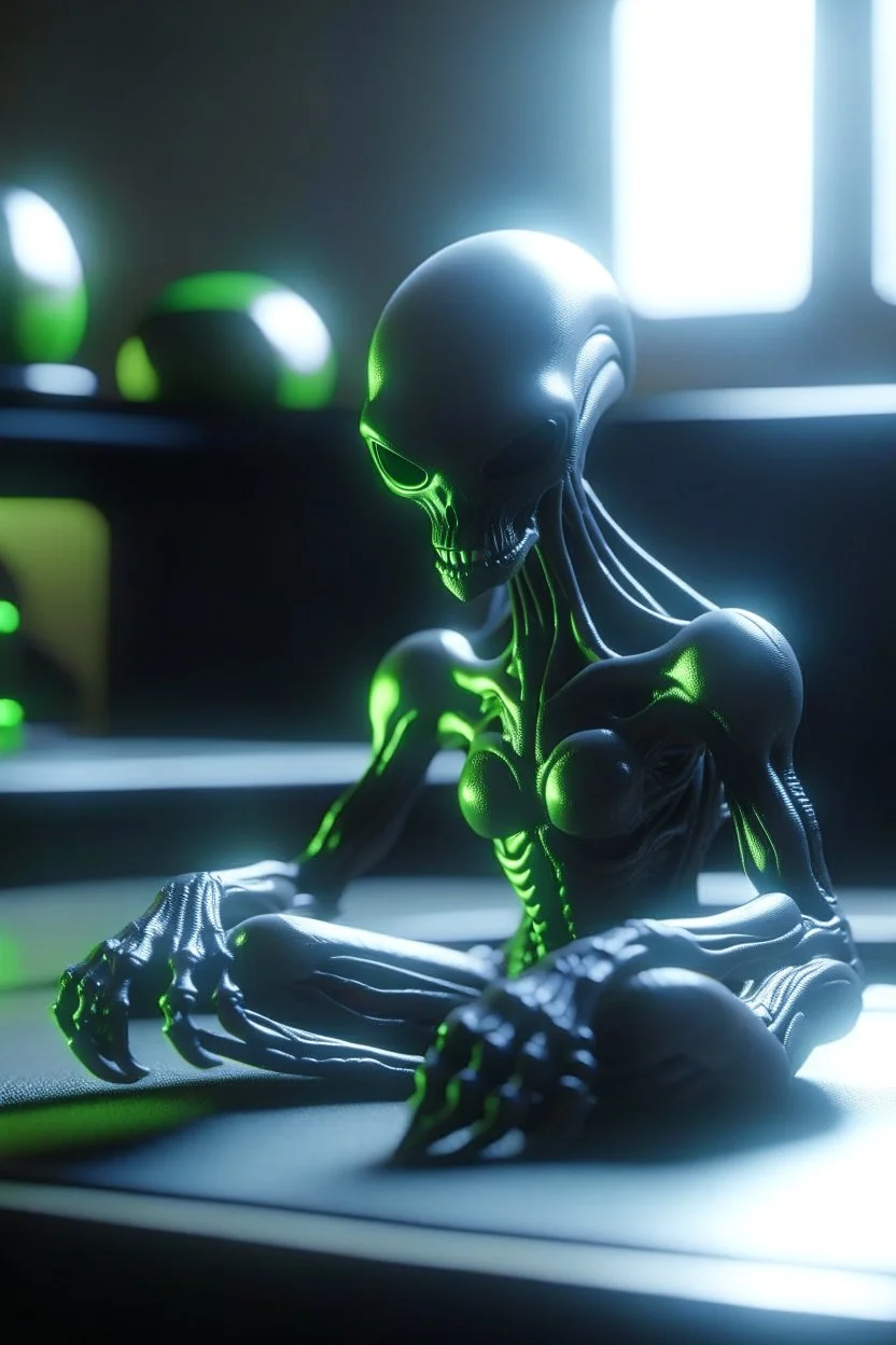 alien on a lazy Sunday ,3d 4k octane render, smooth, sharp focus, highly detailed, unreal engine 5,