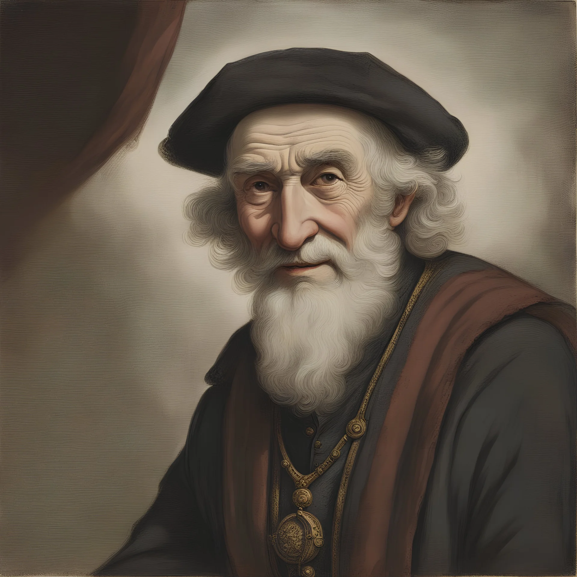 portrait of old man with mutton chops neat hair, a smile, and wearing wizard's robes