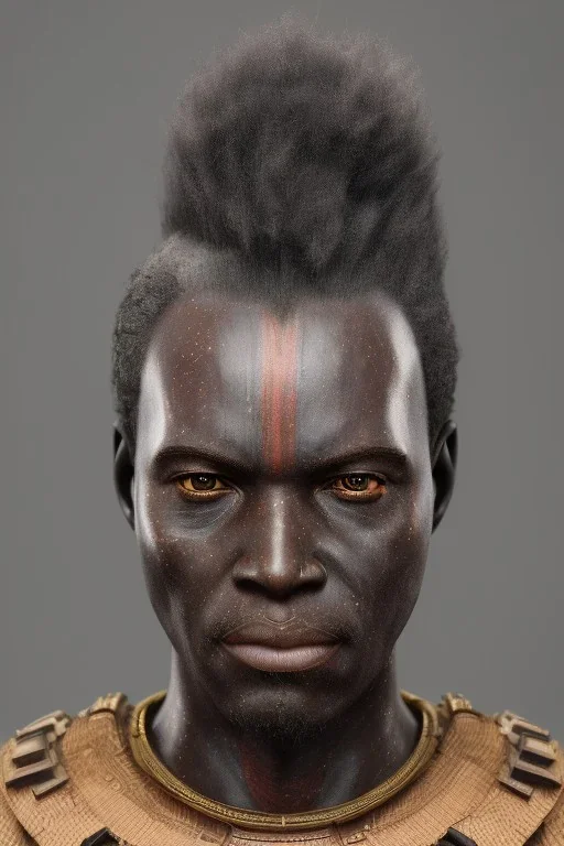 african head portrait, warrior costume, village, meditation, woods, galaxy sky, 8k quality