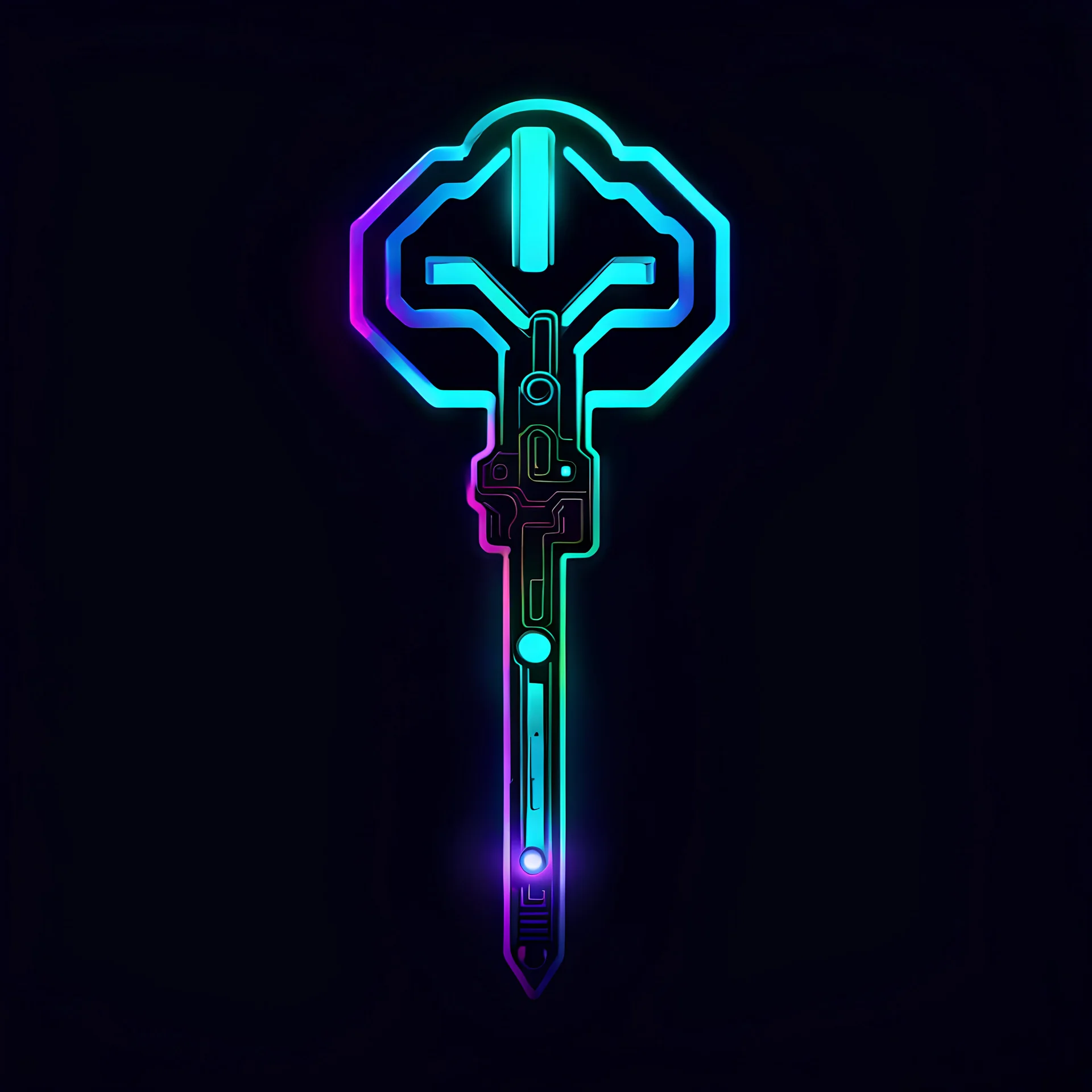 cyberpunk key, black background, black lighting, video game icon