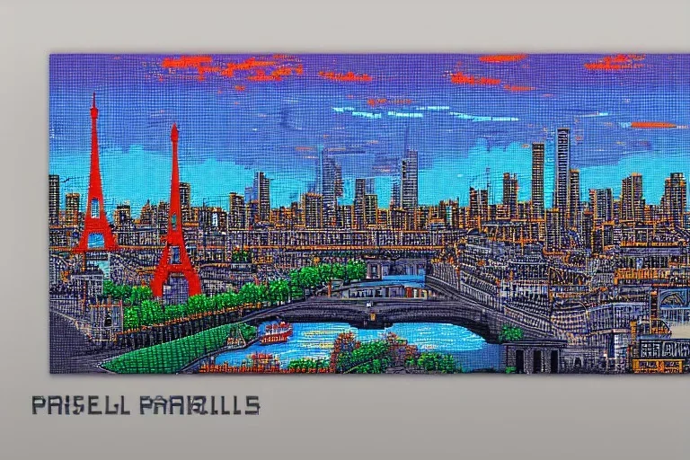 pixel art paris skyline