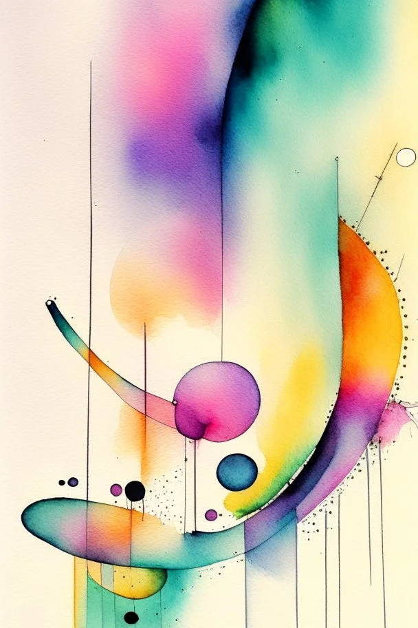 Abstract watercolour in the style of kandinsky. Pastel colours