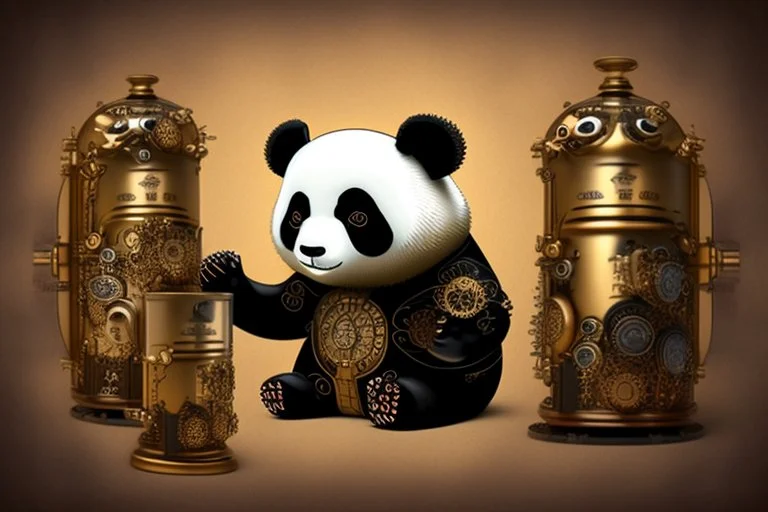 steampunk panda in moutai whiskeychinadesign