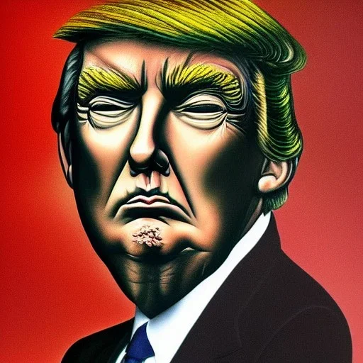 Trump with big nose. Painted by dali