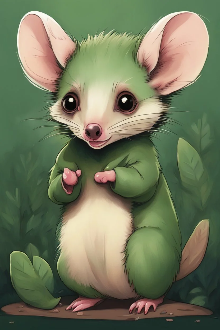 Green opossum cute art