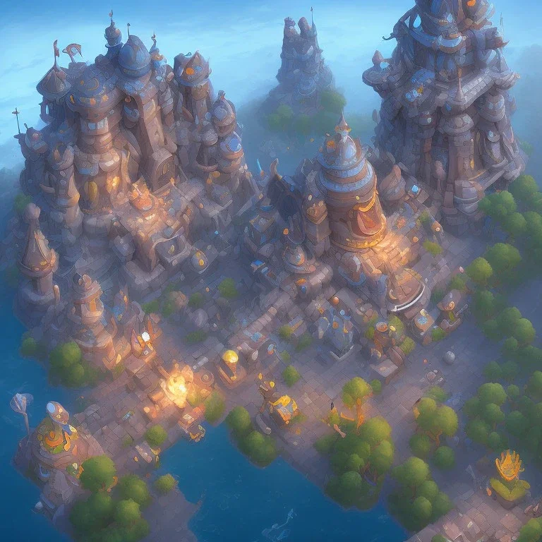 architecture concept in dofus，vertical view