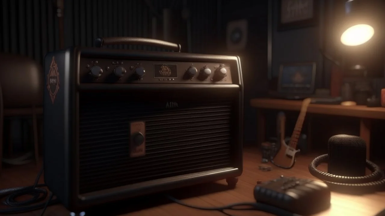 4k full realism, ultra details, lumieres maximum. Ombres ultra. emission radio hard rock. Un invité surprise de profil sourit Au milieu d eux un poste de radio brûle.