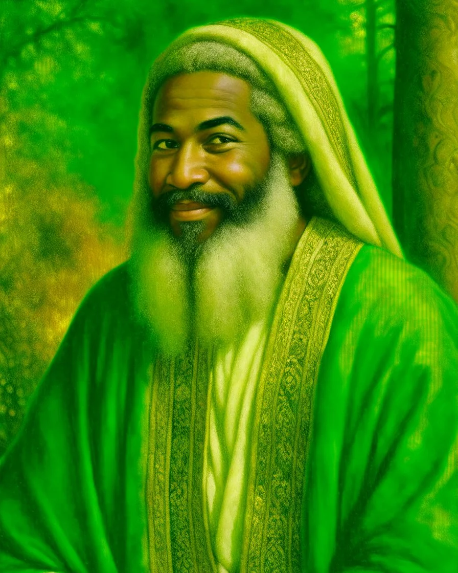 Ali, peace be upon him, was a perfect man, and his height tended to be short; His skin color is garlic green, with a long white beard, and big black eyes. Beautiful face, open face, very smiling. With a long neck like a silver robe, and broad shoulders and bones like the bones of a lion, and arms and forearms so intertwined that they could not be seen from each other. With wide and big paws. And a belly that tends to be fat but not too much, and thick and twisted legs with a narrow end. The musc