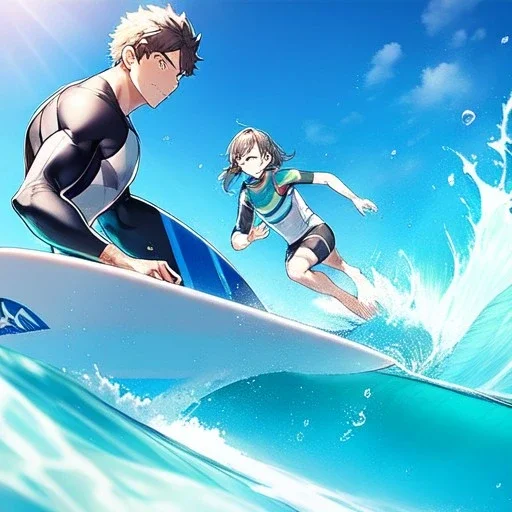 anime, surfer,boy.waves