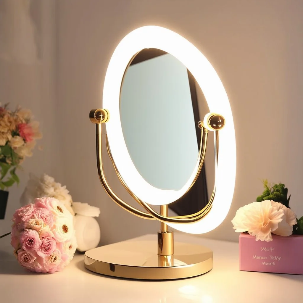 A bright makeup mirror with light