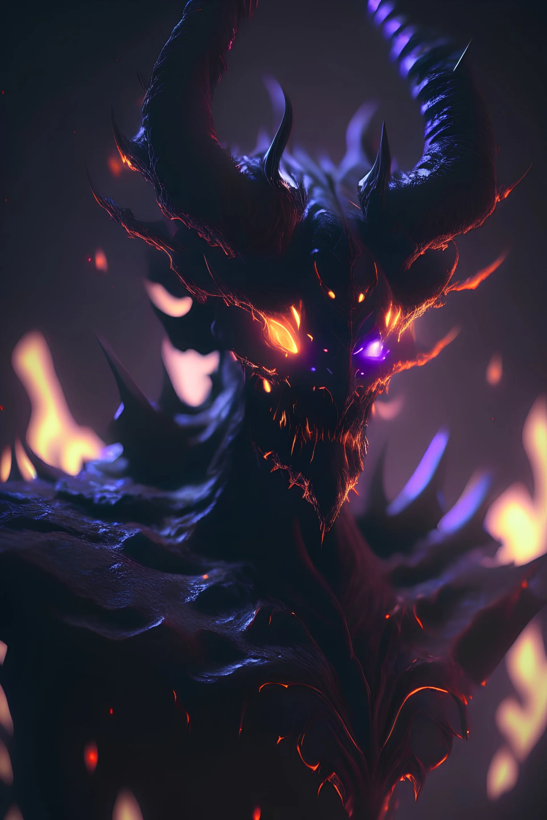 dark void demon, volumetric lighting, particales,highly detailed,cinamatic, deep colours,8k