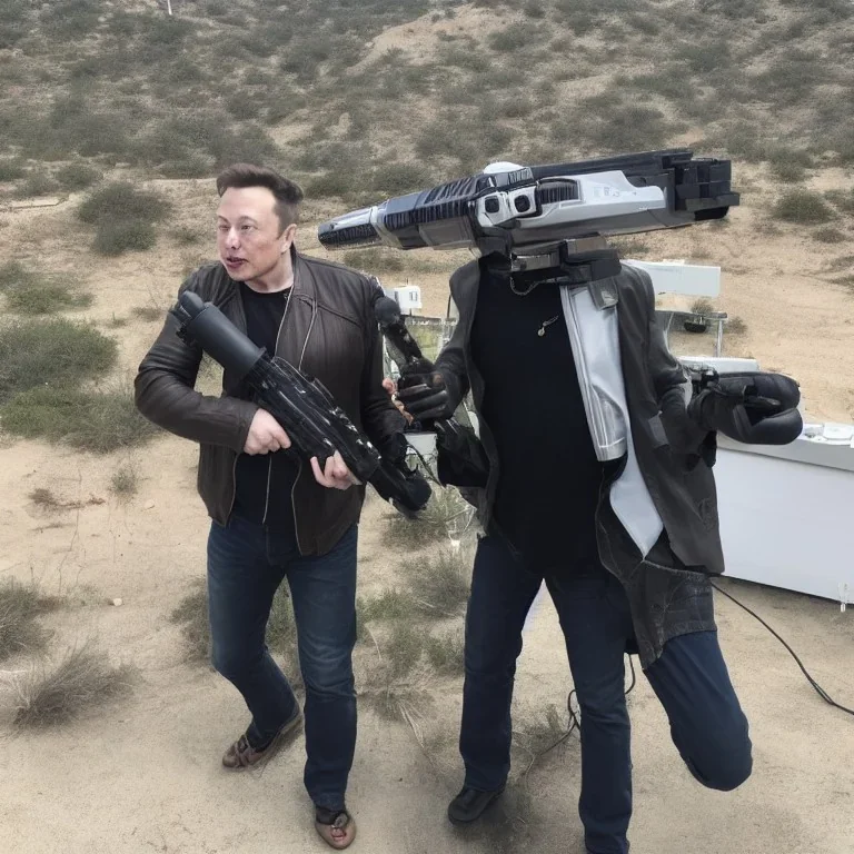 photo, elon musk, apes, laser guns