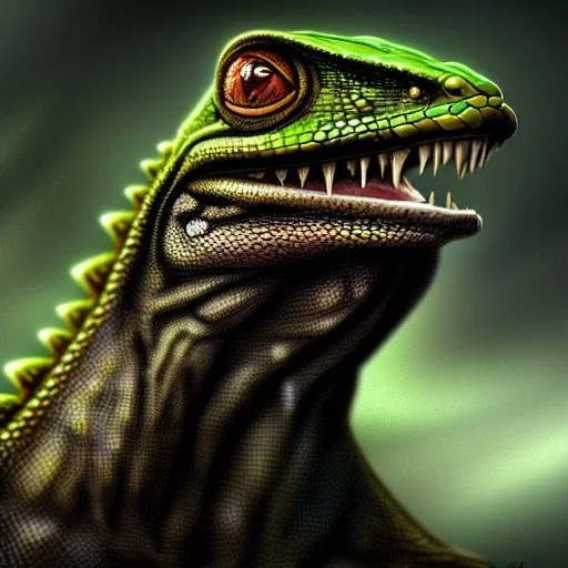 ultra detailed portrait of The Lizard (Rhys Ifans), extremely detailed digital painting, extremely detailed face,crystal clear eyes, in the style of robert e howard and pablo oliveira and Ken Kelley and Keith Parkinson ,mystical colors,perfectly centered image, perfect composition, rim light, beautiful lighting,8k, stunning scene, raytracing