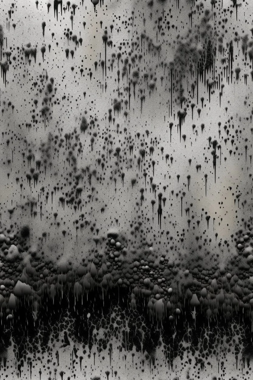 degraded concrete wall texture with inky bubbly black high-water mark symbiote