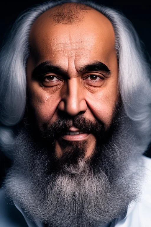 photography of two arab burly tubby men 51 years old, one man after another to play a trick on him, long beard, sunshine, ambient occlusion, 35mm lens , view from the ground