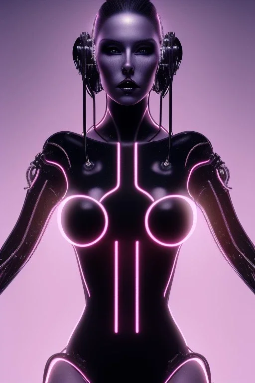 cyberpunk, black latex body, women, body portrai, big boobs, highlight eyes perfect, skin, tron, cyborg, perfekt sexy, real, dream, hr giger