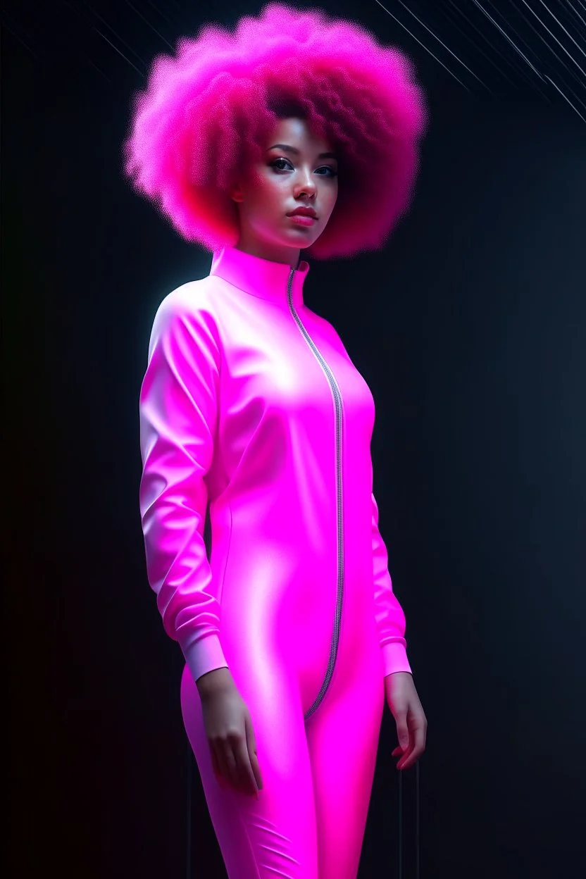 full body ,loss suit, without suit,April, Summer Fashion, smooth soft skin, curly hair, detailed eyes, detailed face, looking into camera, intricate, summer outfit, pink, back lighting, realistic concept art, digital painting, rich 3d render, hyper-realistic painting, cinema 4D render, art by WLOP, by Agnes Cecile, Michael Whelan