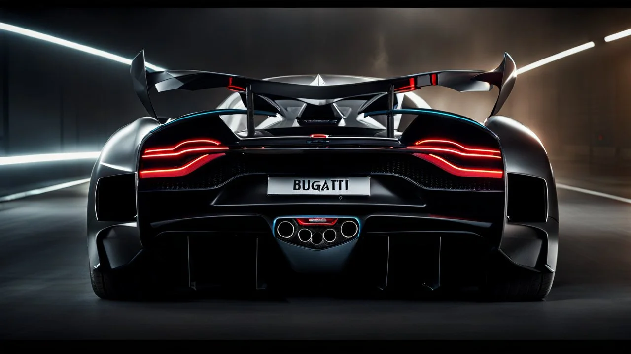 Super Evil Bugatti merged Hyper Sport, desktop wallpaper, 4K, Cinematic, rear view