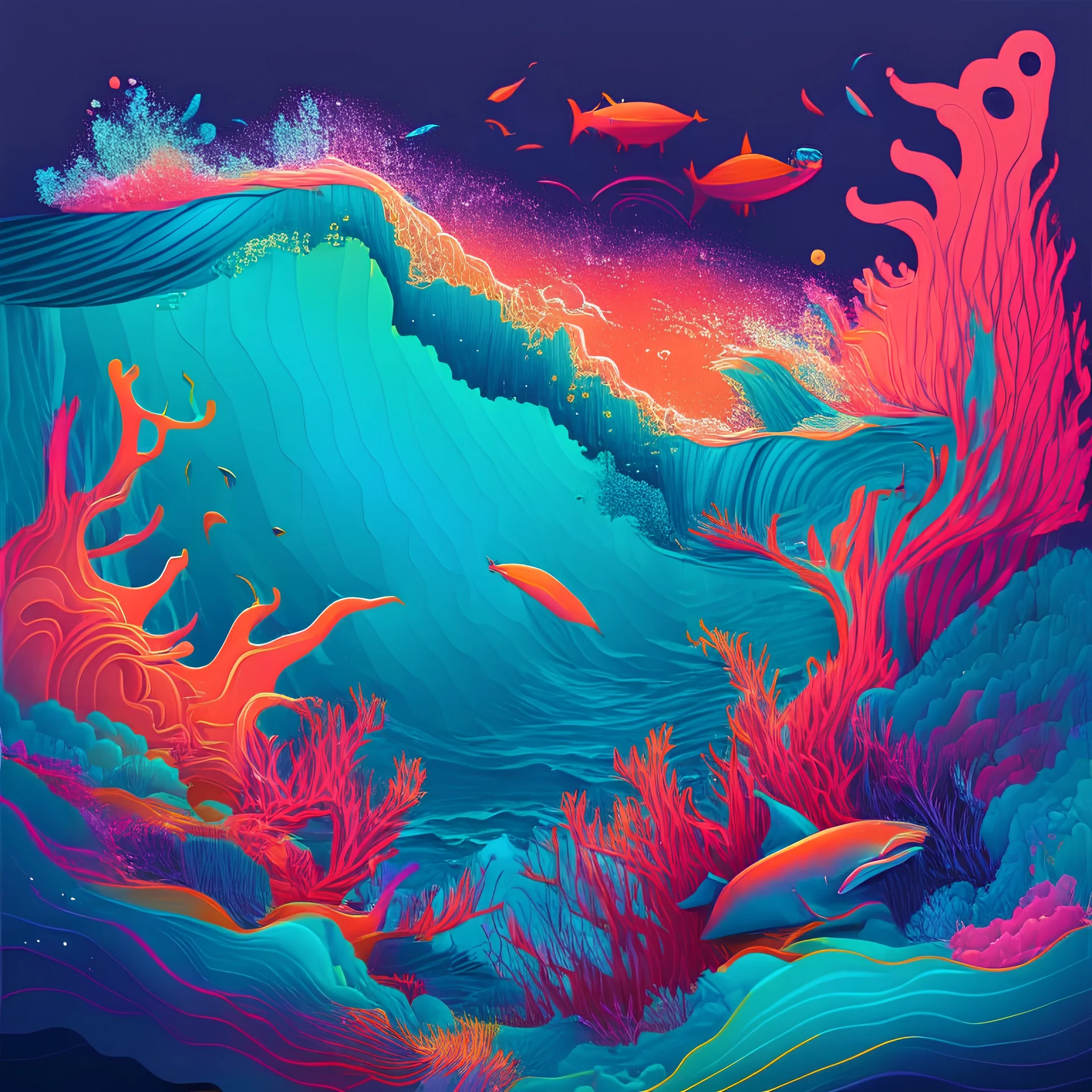 Vibrant ocean illustration