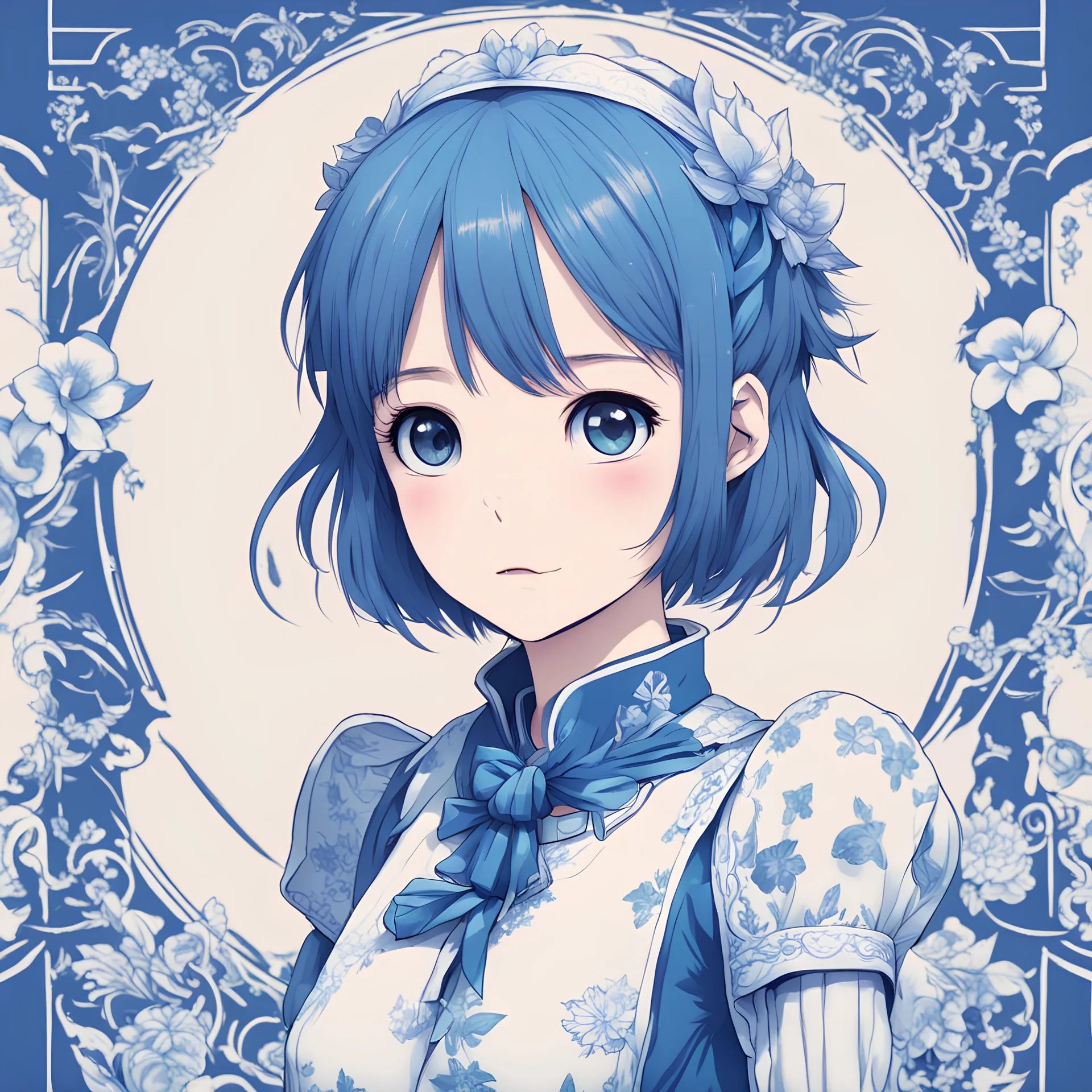 Arisa's Leadership in cute blue print art style