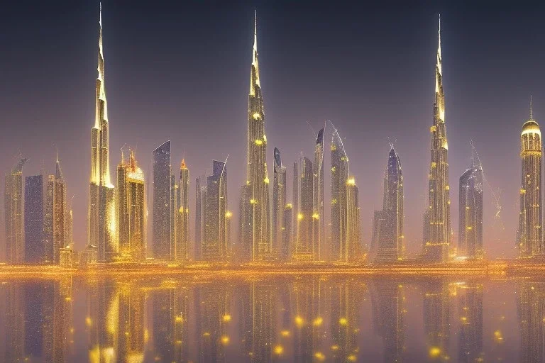 dubai city in the night, street, 8k, finely detailed, photo realistic