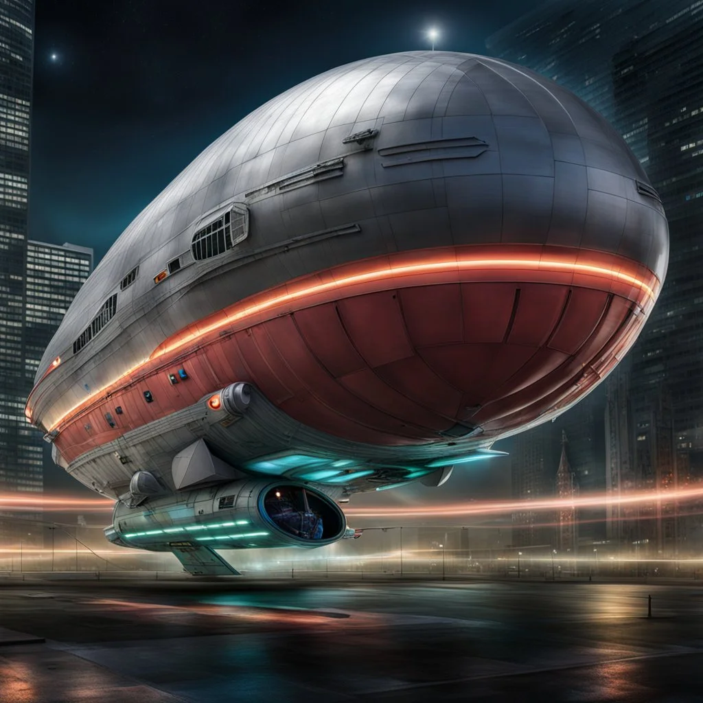 dirigible NCC 1701 hybrid, retrofuturistic, phototrealism