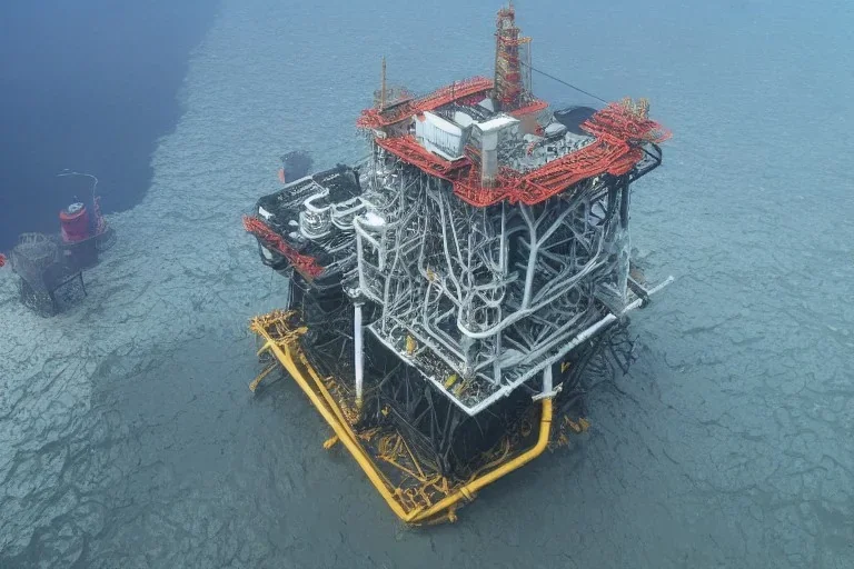 an oil platform under water