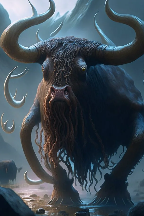 octopus highland cow mole,higly-detailed, highly detailed, perfect lighting, perfect composition, 4 k, artgerm, derek zabrocki, greg rutkowski