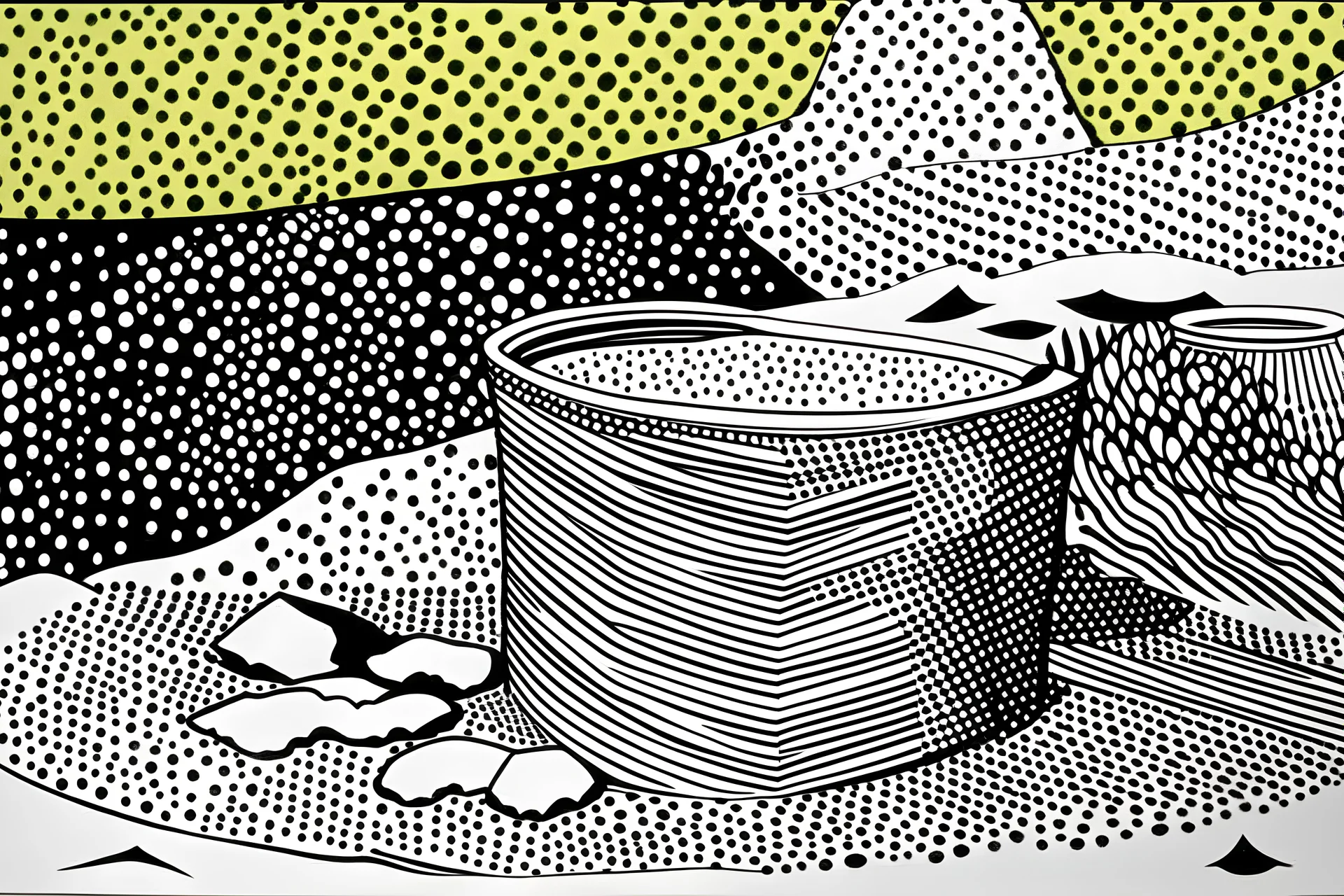 A gray poisonous wasteland painted by Roy Lichtenstein