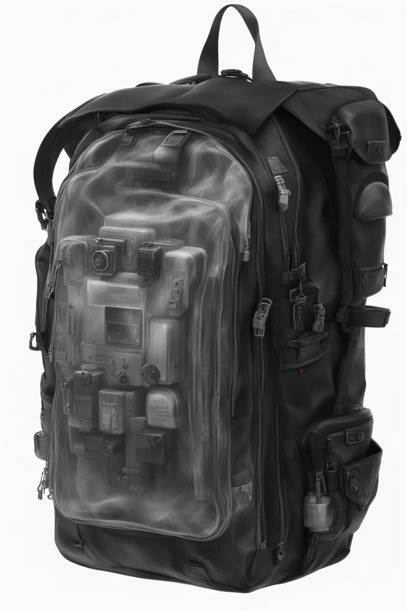 Robot, back pack, transparent, sci fi, punk