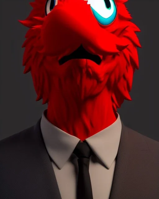 hybrid character, Elmo muppet head, man body, human arms and hands, Shirt and tie, concept art, smooth, unreal engine 5, god lights, ray tracing, RTX, lumen lighting, ultra detail, volumetric lighting, 3d, finely drawn, high definition, 4k.