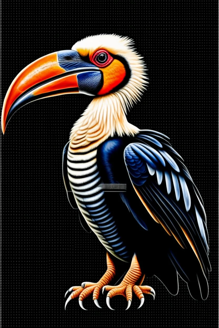 hornbill bird full body, digital art, photo, illustration, digital painting,oil painting, smooth, sharp focus, highly detailed, casque bird,