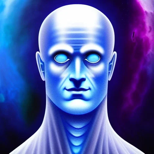 ultra detailed fullbody portrait of Doctor Manhattan , extremely detailed digital painting, intrincate, extremely detailed face,crystal clear Big eyes, in the style of Nick keller, mystical colors , perfectly centered image, perfect composition, rim light, beautiful lighting, 8k, stunning scene, raytracing