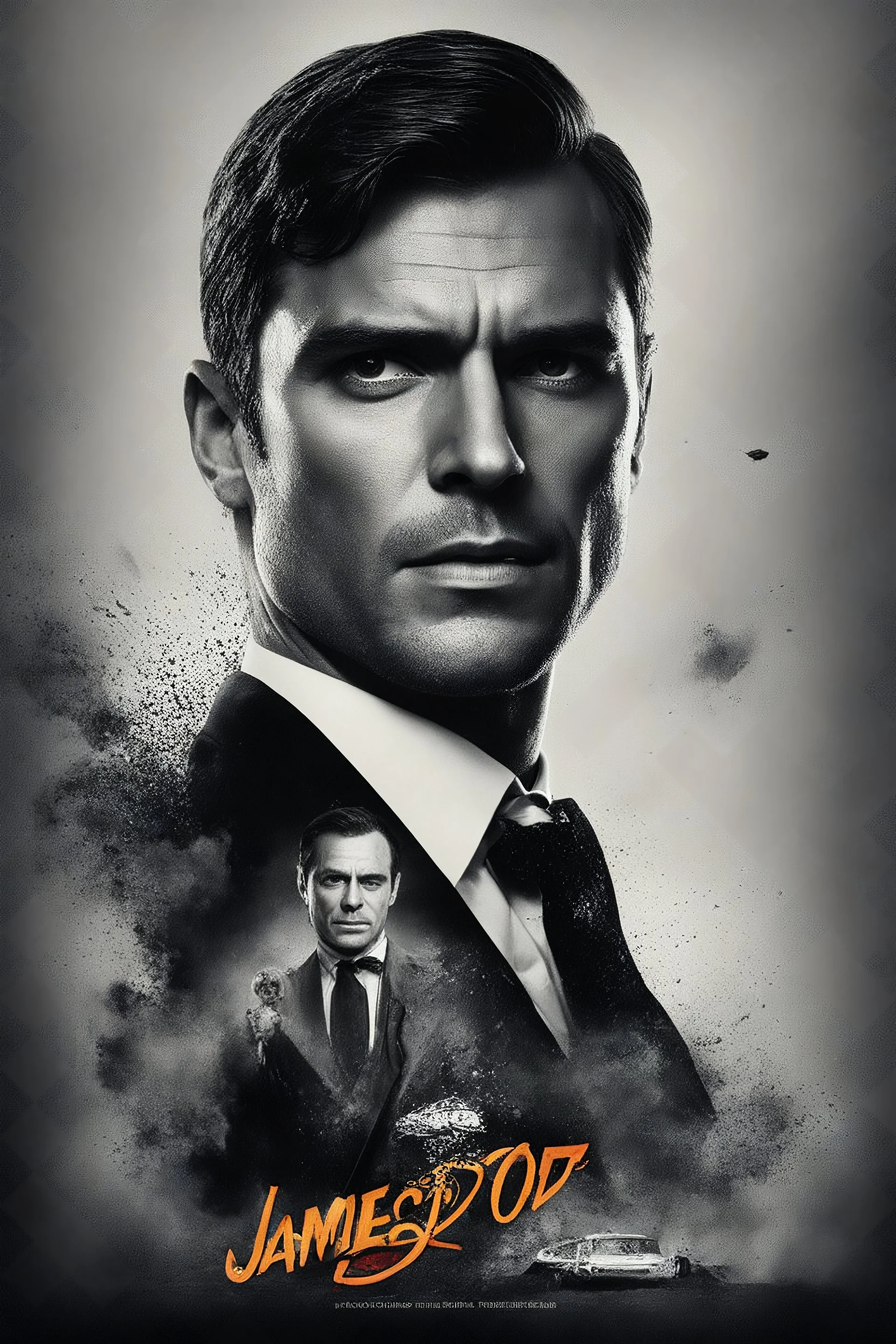 Create a movie poster for the movie "James Bond, 007 - Balderdash!," Starring Henry Cavill and Alexandra Daddario, 4k, 8k, 16k, 32k, 100k UHD, Ultra-high resolution, photorealistic, 1080p, 4k, 8k, 16k, 32k, 100k UHD, Ultra-high resolution, photorealistic, 1080p, (matte skin:1.5), (extremely detailed face:1.5), (realistic human hair:1.5), (intelligent eyes:1.5), masterpiece, octane render, (long shot environmental portrait:1.8)