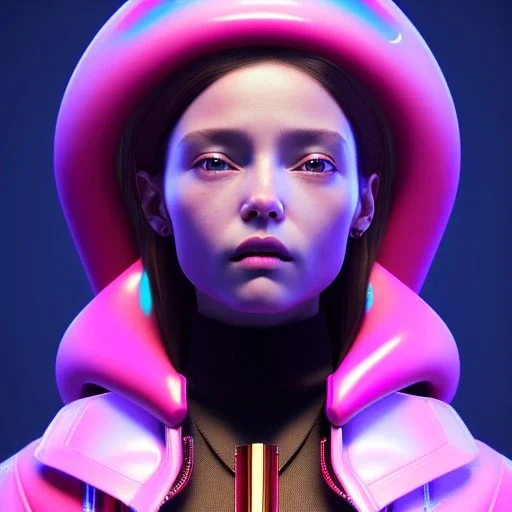 Spanish woman, rounded face, purpurin made up, red, blue, pink, cold, latex coat, leather, soft color, highly detailed, art stations, concept art, smooth, unreal engine 5, god rays, ray tracing, RTX, lumen lighting, ultra detail, volumetric lighting, 3d, finely drawn, high definition, high resolution, neon background.