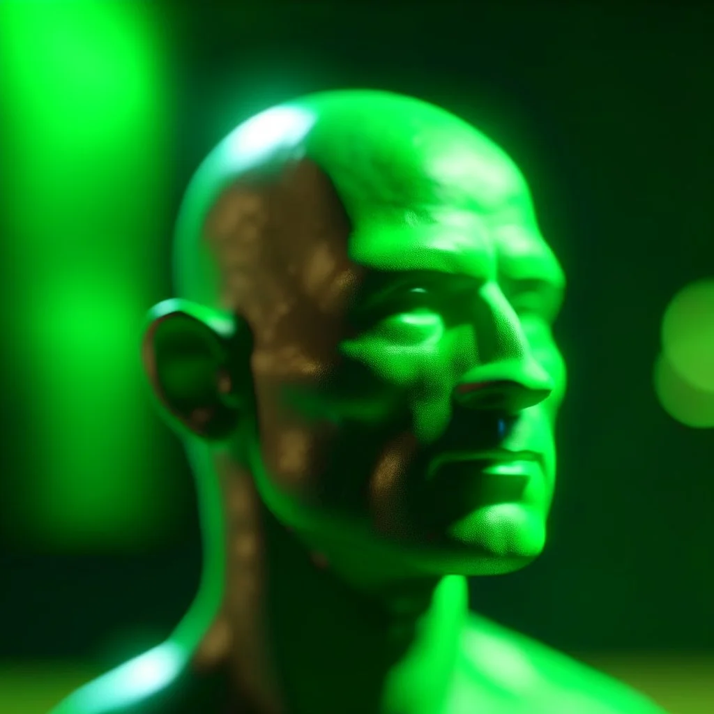 head with no neck against greenscreen background,bokeh like f/0.8, tilt-shift lens 8k, high detail, smooth render, down-light, unreal engine