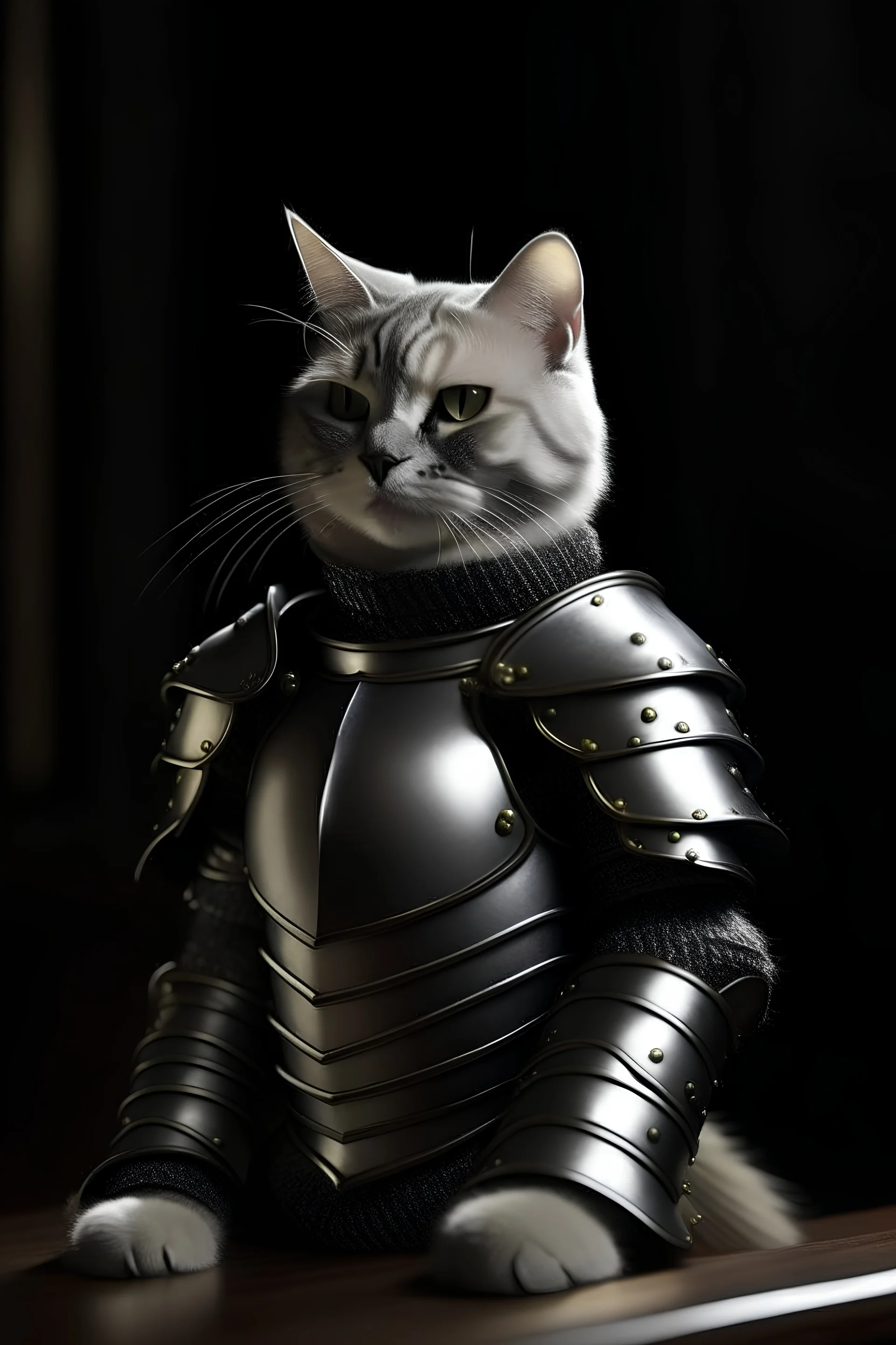 cat knight in armor