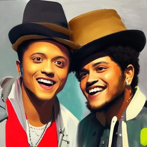 Painting of Bruno mars and Anderson paak