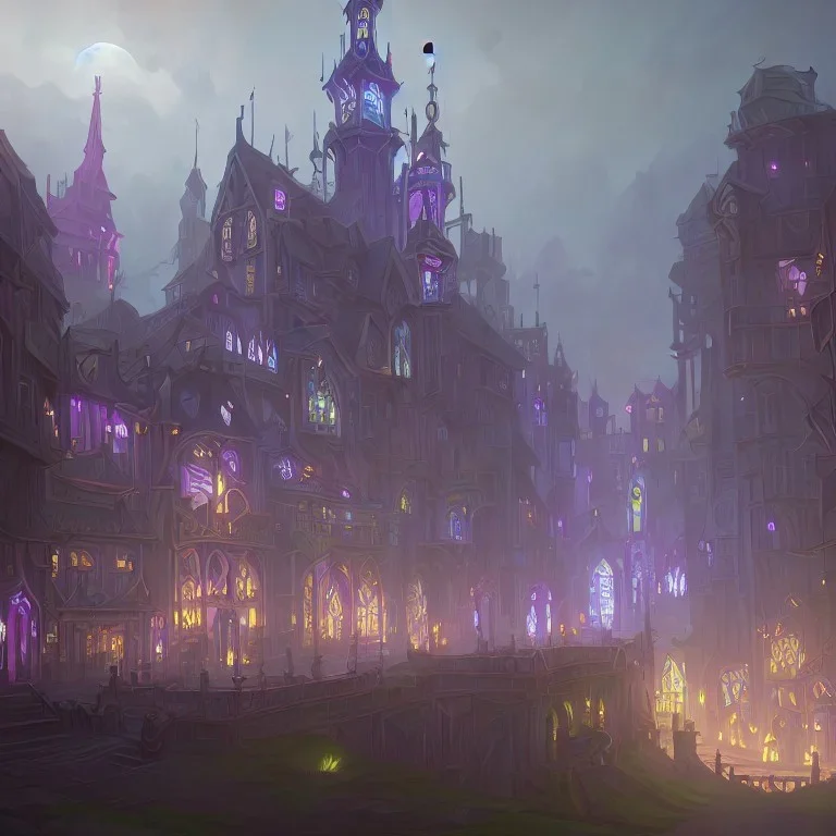 A magical city castle for warlocks and witches