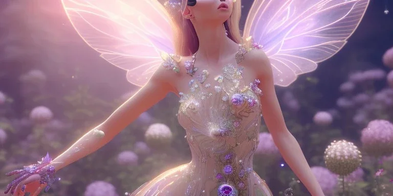 crystal subtle flower in a galactic ambiance beautiful fairy, transparent, delicate colors, in the foreground, full of details, smooth，soft light atmosphere, light effect，vaporwave colorful, concept art, smooth, extremely sharp detail, finely tuned detail, ultra high definition, 8 k, unreal engine 5, ultra sharp focus